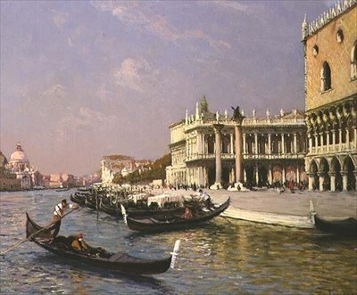 Venedig: Dogenpalast, Marciana-Bibliothek und Santa Maria della Salute in der Ferne von Gaston Hippolyte Boucart