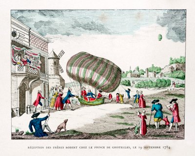 Empfang der Gebrüder Robert durch den Prinzen von Ghistelles im Jahr 1784, 1887 von Gaston Tissandier