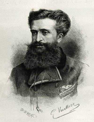 Porträt von Dr. Gustave Lebon (1841-1931). Gravur von G. Vuillier, zur Illustration der Geschichte La Syria d