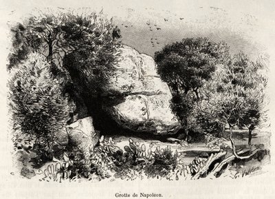 Die Napoleon-Höhle, in die sich Napoleon Bonaparte (1769-1821) als Kind gerne zurückzog, um zu studieren und zu meditieren. Gravur und Geschichte 