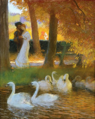 Liebende und Schwäne; Der Herbstspaziergang, 1896 von Gaston de Latouche