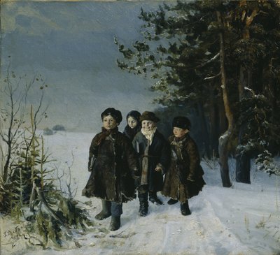 Rückkehr von der Schule, 1884 von Gavriil Fyodorovich Rybakov