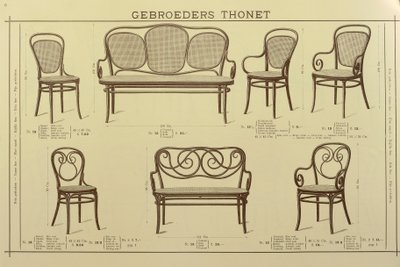 Stuhl- und Sofakatalog der Gebrüder Thonet, Zeichnung, Österreich von Gebruder Thonet