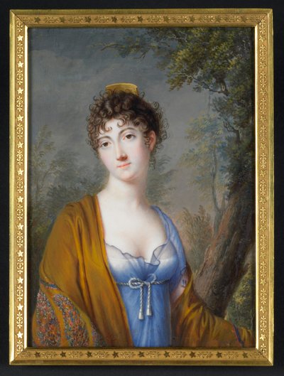 Dame in Blau mit gelbem Schal von Genot
