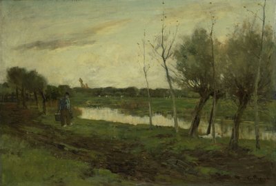 Landschaft mit Kanal von Geo Poggenbeek