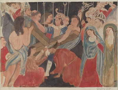 Station des Kreuzes Nr. 6: Veronica leistet Jesus Dienst, ca. 1936 von Geoffrey Holt