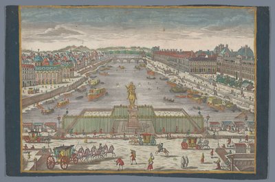 Blick auf die Pont Neuf über die Seine in Paris, Richtung Pont Royal von Georg Balthasar Probst (possibly)