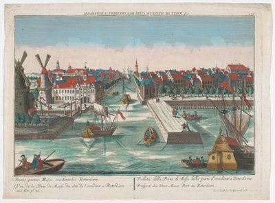 Ansicht der Wester Nieuwe Hoofdpoort und der Ooster Nieuwe Hoofdpoort in Rotterdam von Georg Balthasar Probst