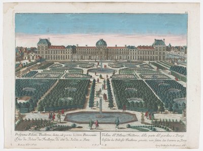 Ansicht des Palais des Tuileries in Paris vom Jardin des Tuileries aus gesehen von Georg Balthasar Probst