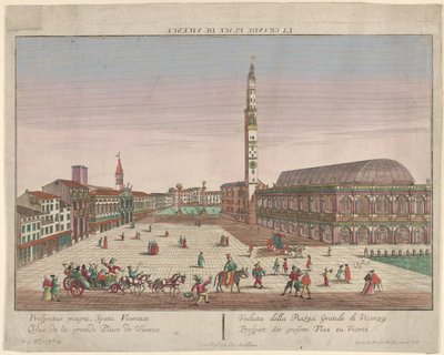 Ansicht der Piazza dei Signori von Vicenza mit Pferdekutschen und Figuren..., ca. 1750-1801 von Georg Balthasar Probst
