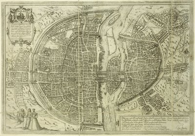 Stadtplan von Paris, 1572 von Georg Braun