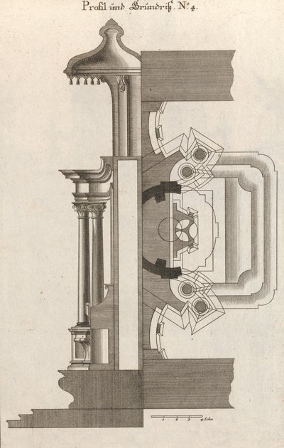 Grundriss und Seitenansicht eines Altars, Platte d 2 aus 