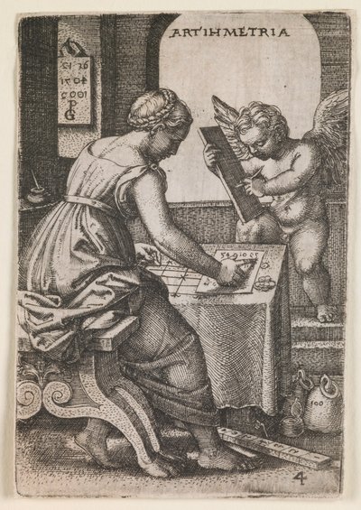 Arithmetria, aus der Serie "Die Freien Künste", um 1541 von Georg Pencz