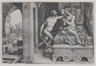 Tarquinius vergewaltigt Lucretia, aus Szenen der römischen Geschichte von Georg Pencz