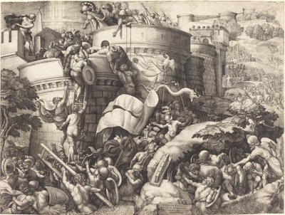Die Einnahme von Cartagena von Georg Pencz after Giulio Romano
