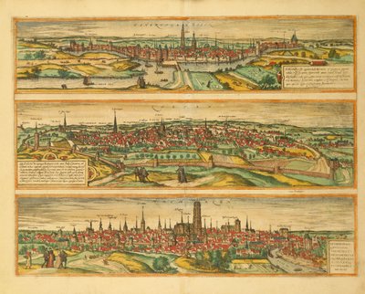 Karte von Hertogenbosch, Leuven und Mechelen aus Civitates Orbis Terrarum von Georg Braun von Georg Braun and Hogenberg Franz