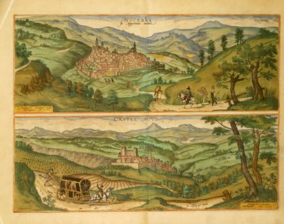 Karte von Nocera und Castelnuovo aus Civitates Orbis Terrarum von Georg Braun von Georg Braun and Hogenberg Franz