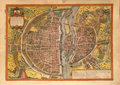 Karte von Paris aus Civitates Orbis Terrarum von Georg Braun von Georg Braun and Hogenberg Franz