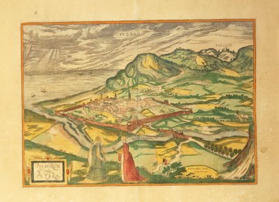 Karte von Pesaro aus Civitates Orbis Terrarum von Georg Braun and Hogenberg Franz