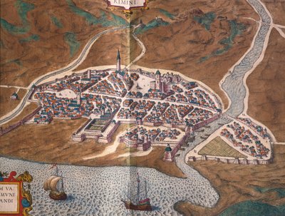 Karte von Rimini, aus Civitates Orbis Terrarum von Georg Braun and Hogenberg Franz