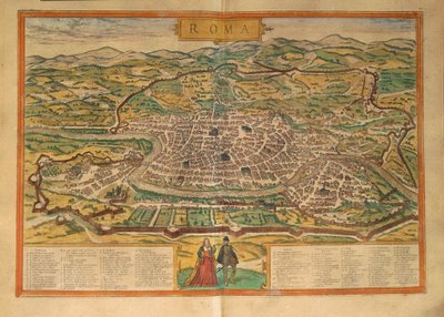 Karte von Rom aus Civitates Orbis Terrarum von Georg Braun von Georg Braun and Hogenberg Franz