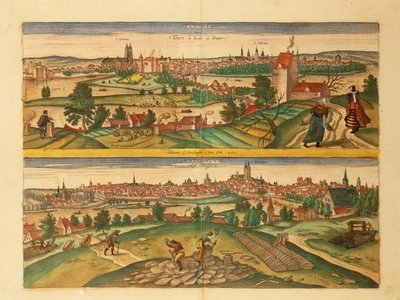 Karte von Tours und Angers aus Civitates Orbis Terrarum von Georg Braun and Hogenberg Franz