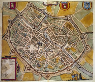 Karte der Stadt Tours in Frankreich. Gravur aus dem Atlas von „Braun und Hogenberg“ 1572 von Georg Braun and Hogenberg Franz