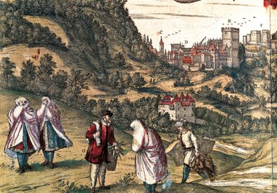 Mauritius von der Alhambra, Stich von George Braun in "Civitatis Orbis Terrarum" von Franz Hogenberg (1535-1590), herausgegeben von Gottfried Kempesen in Köln in sechs Bänden von Georg Braun and Hogenberg Franz