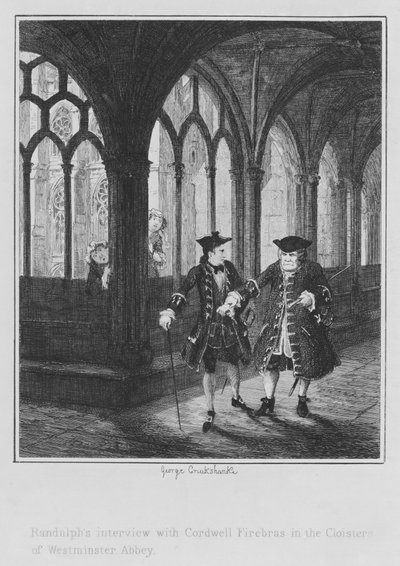 Randulphs Interview mit Cordwell Firebras in den Kreuzgängen der Westminster Abbey von George (after) Cruikshank