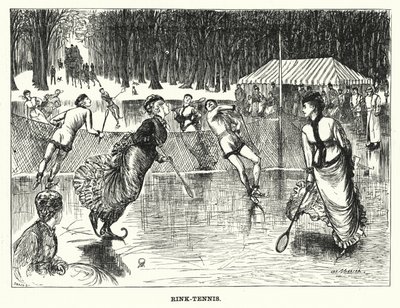 Punch-Karikatur: Rink-Tennis (Gravur) von George (after) Du Maurier