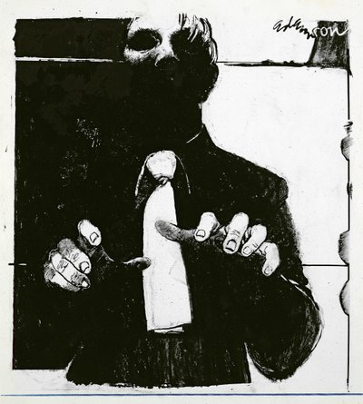 Illustration für Pflege eines blinden Patienten, ein Artikel in Nursing Times, veröffentlicht am 30. Oktober 1975 von George Adamson