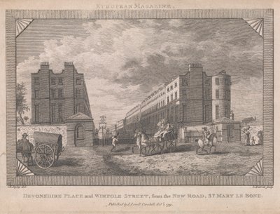 Devonshire Place und Wimpole Street ... von George Barret Jr.