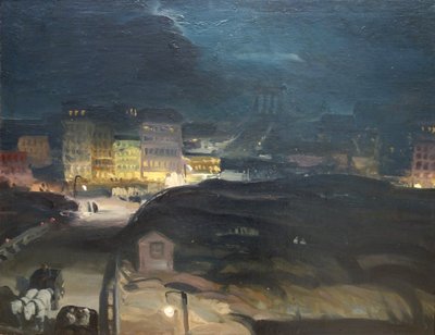 Zugang zur Brücke bei Nacht von George Bellows