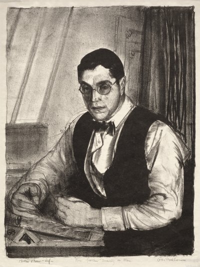 Gene Speicher zeichnet auf einem Stein von George Bellows