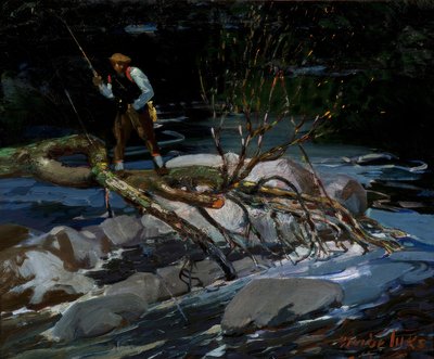 Forellenfischen, "The Screecher," Lake Rossignol, Nova Scotia von George Benjamin Luks