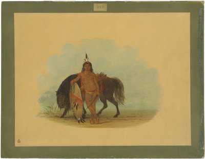 Ein Cheyenne-Krieger lässt sein Pferd ruhen von George Catlin