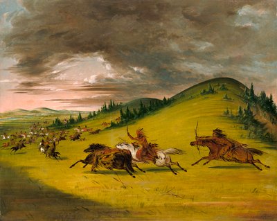 Schlacht zwischen Sioux und Sac und Fox von George Catlin
