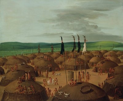 Vogelperspektive des Mandan-Dorfes, 1800 Meilen oberhalb von St. Louis von George Catlin