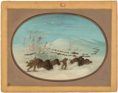 Büffeljagd in den Schneeverwehungen - Ojibbeway von George Catlin