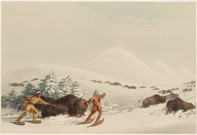 Büffeljagd auf Schneeschuhen von George Catlin