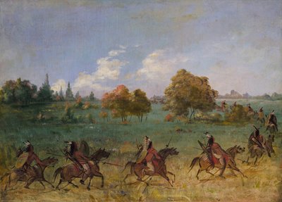 Komantschen-Kriegspartei auf dem Marsch, Voll Ausgerüstet von George Catlin