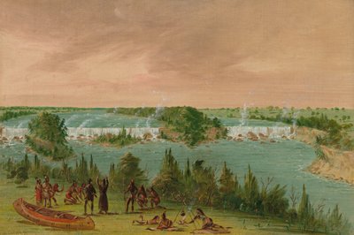 Pater Hennepin und Gefährten an den St. Anthony-Fällen. 1. Mai 1680, 1847-1848 von George Catlin