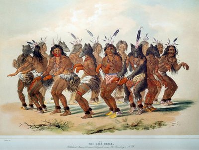 Indianer Amerikas: Bärentanz, Ritual eines Stammes der Rothäute. Illustration von George Catlin (1794-1872) von George Catlin