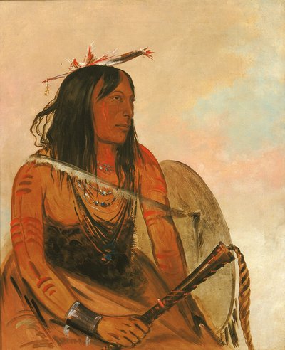 Ish-a-ró-yeh, Der einen Wolf trägt, ein angesehener Tapferer von George Catlin