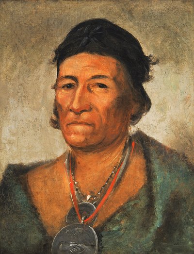 Ko-mán-i-kin, Große Welle, ein alter und angesehener Häuptling, 1831 von George Catlin