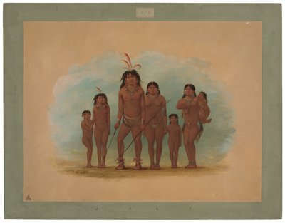 Lengua-Häuptling, seine zwei Frauen und vier Kinder von George Catlin