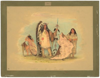 Mandan Kriegshäuptling mit seiner Lieblingsfrau von George Catlin