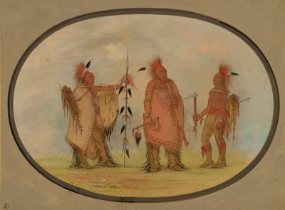 Osage-Häuptling mit zwei Kriegern von George Catlin
