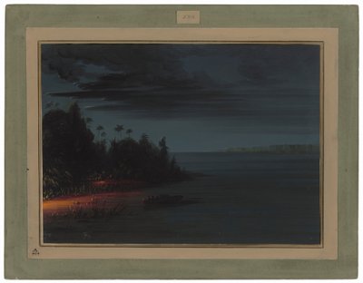 Speerfischen bei Fackellicht von George Catlin