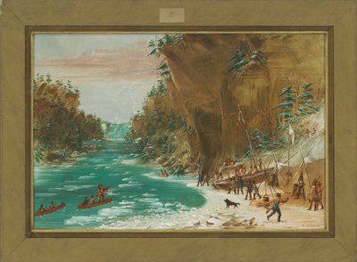Die Expedition lagerte unterhalb der Niagarafälle am 20. Januar 1679, 1847-48 von George Catlin